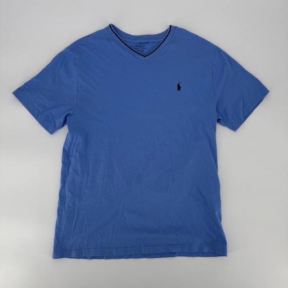Polo Ralph Lauren Kids V-Neck T-Shirt Blue Size L (14-16) Pony Logo - Picture 1 of 5
